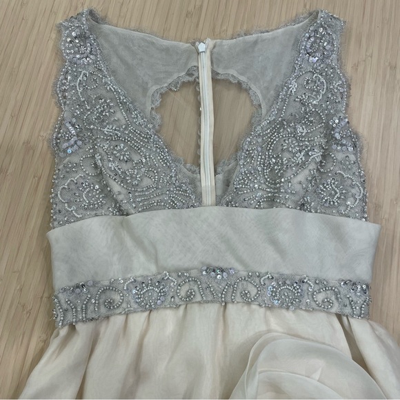 Rafael Cennamo silk beaded rosette mini dress size 4 2000’s vintage gossip girl - Picture 3 of 9